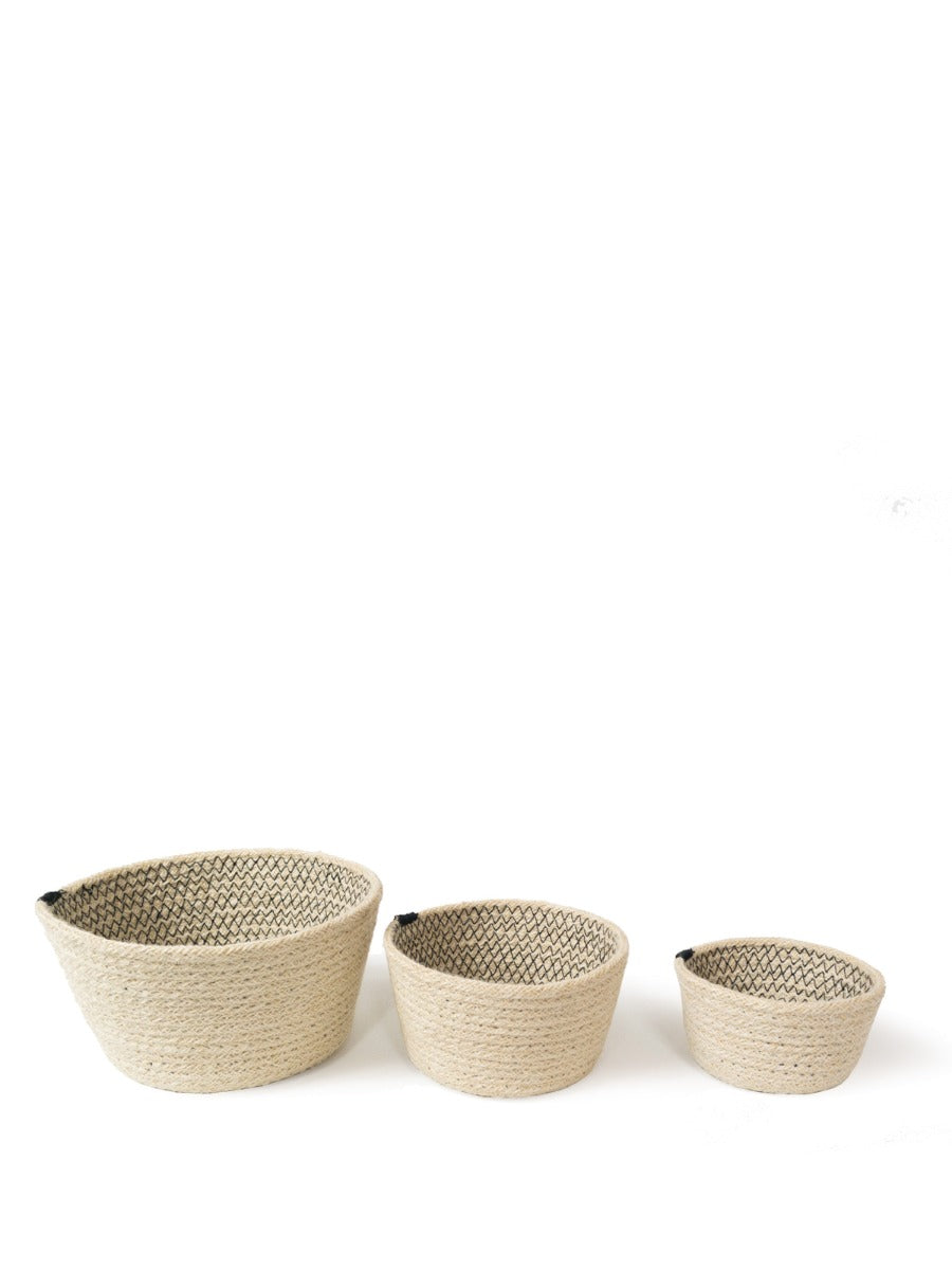 Midnight Stitch Jute Bowls (Set of 3)