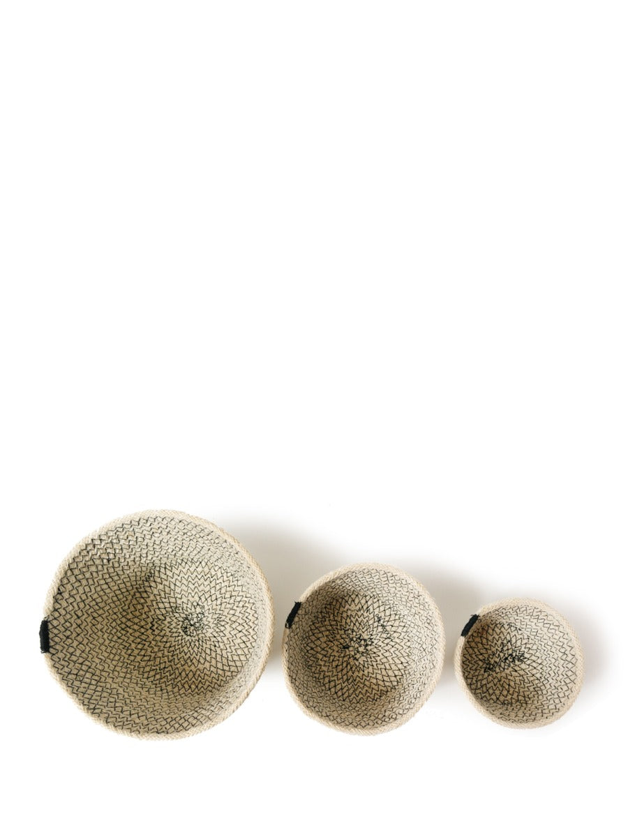 Midnight Stitch Jute Bowls (Set of 3)