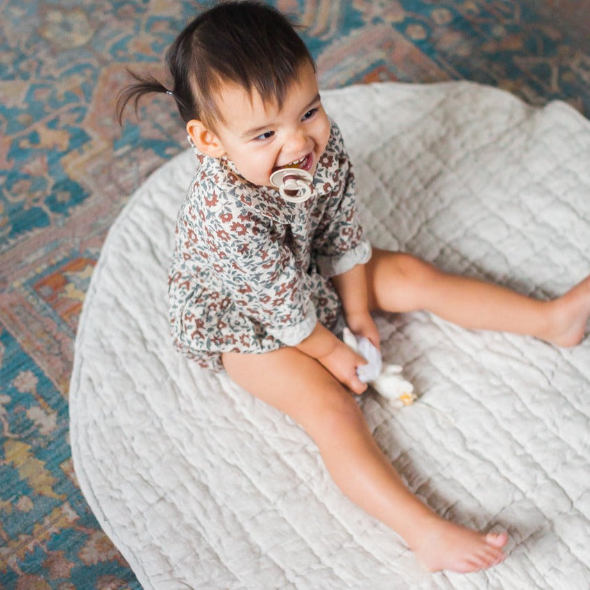 Natural Chambray Quilted Play Mat